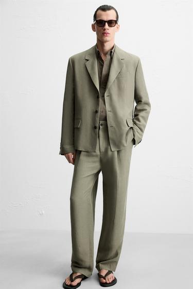 PANTALON DE COSTUME LYOCELL ET LIN - Vison de Zara - Image 4