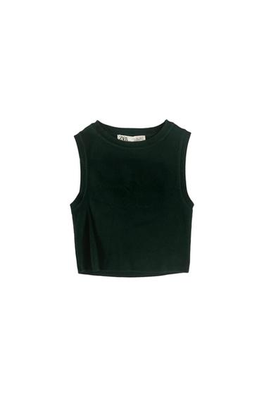 CROP TOP DE TIRANTES VERDE OSCURO