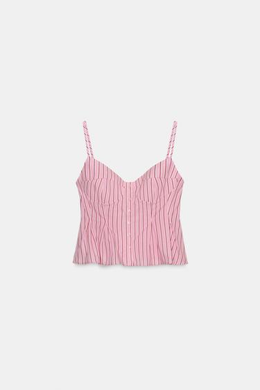 TOP PLIEGUES BOTONES - Rosa de Zara