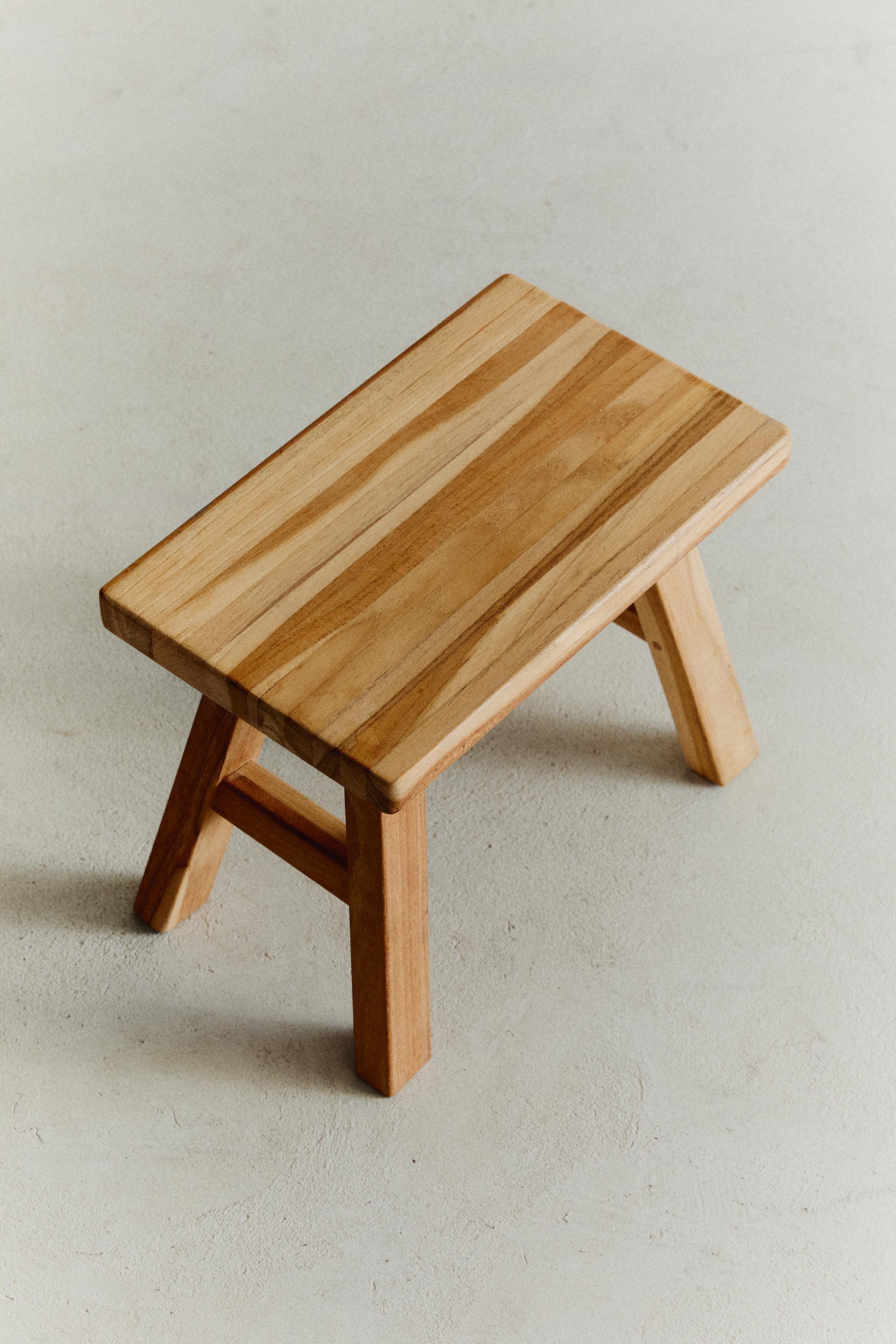 SMALL WOOD STOOL — Multicolored