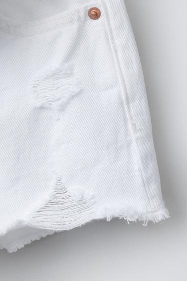 BERMUDA EN DENIM DÉCHIRÉ - Blanc de Zara - Image 3