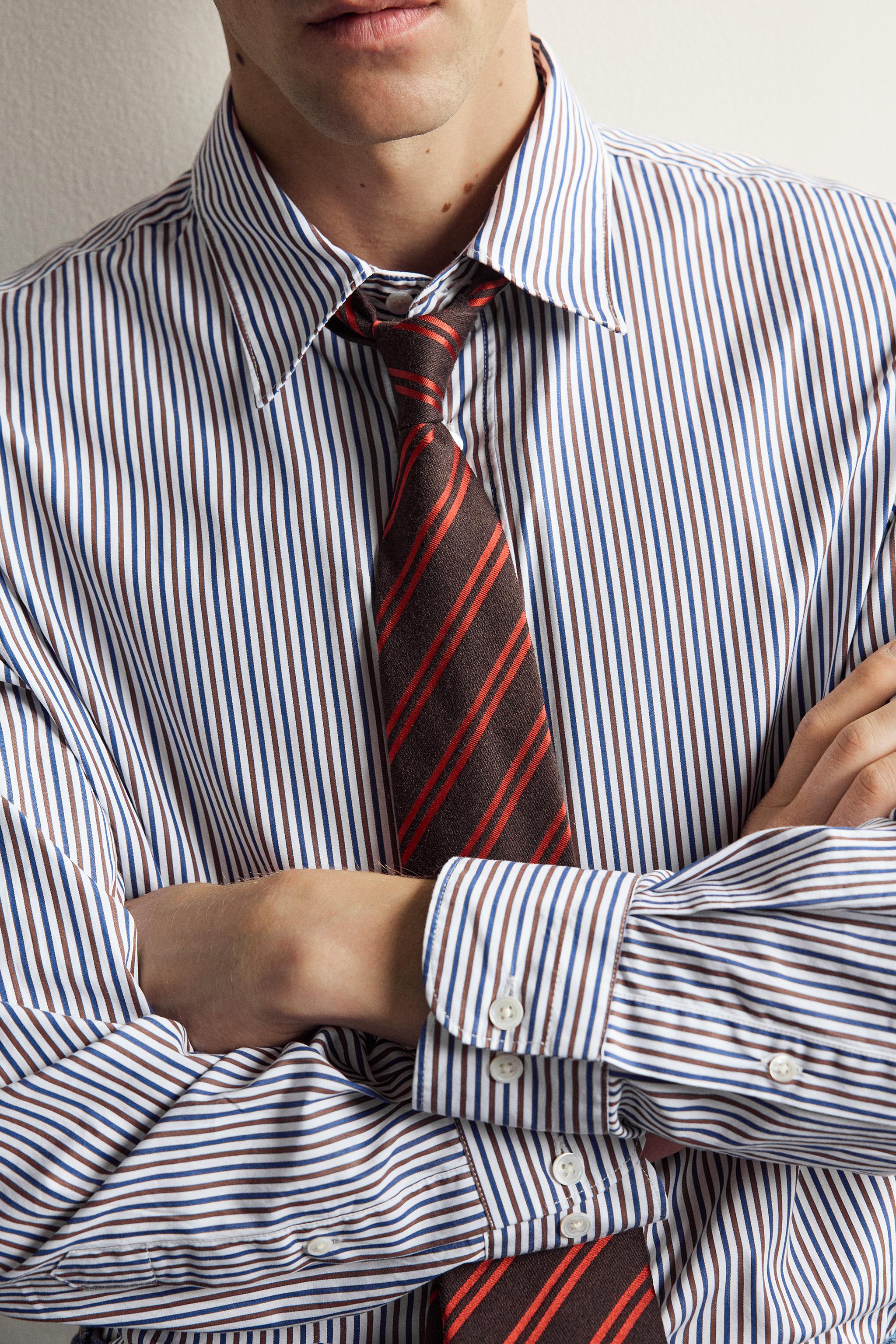 AARON LEVINE X ZARA WOOL-SILK STRIPED TIE