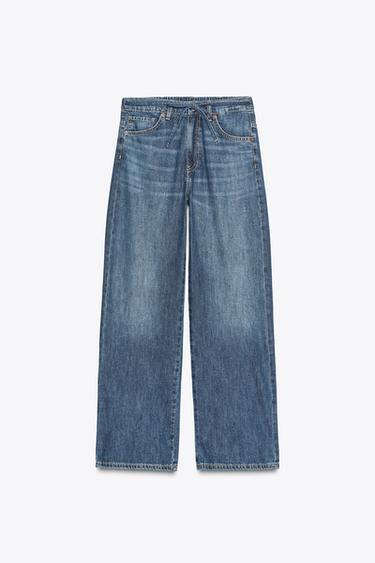 PANTALÓN FLUIDO DENIM TRF CORDÓN - Marino de Zara
