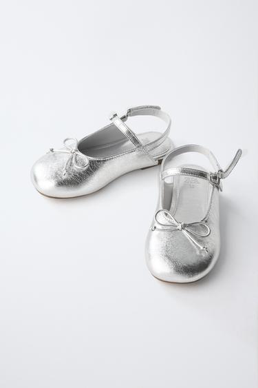 METALLIC SLINGBACK BALLET FLATS - Silver by Zara - Image 2