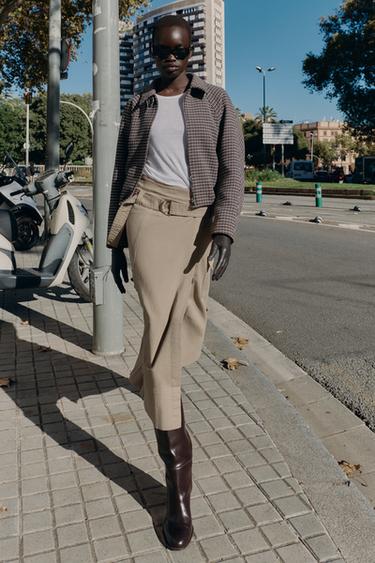 HOUNDSTOOTH QUILTED BOMBER JACKET - Grey / Tan by Zara