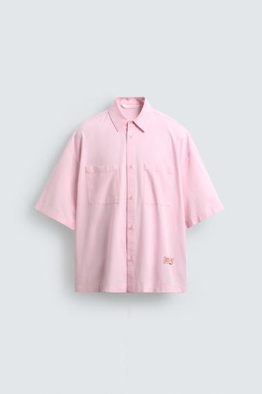 CHEMISE COUPE BOXY À INSCRIPTIONS IMPRIMÉES - Rose de Zara - Image 7