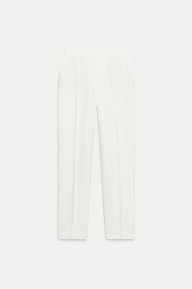 HIGH-WAIST STRAIGHT-LEG TROUSERS - Oyster-white by Zara