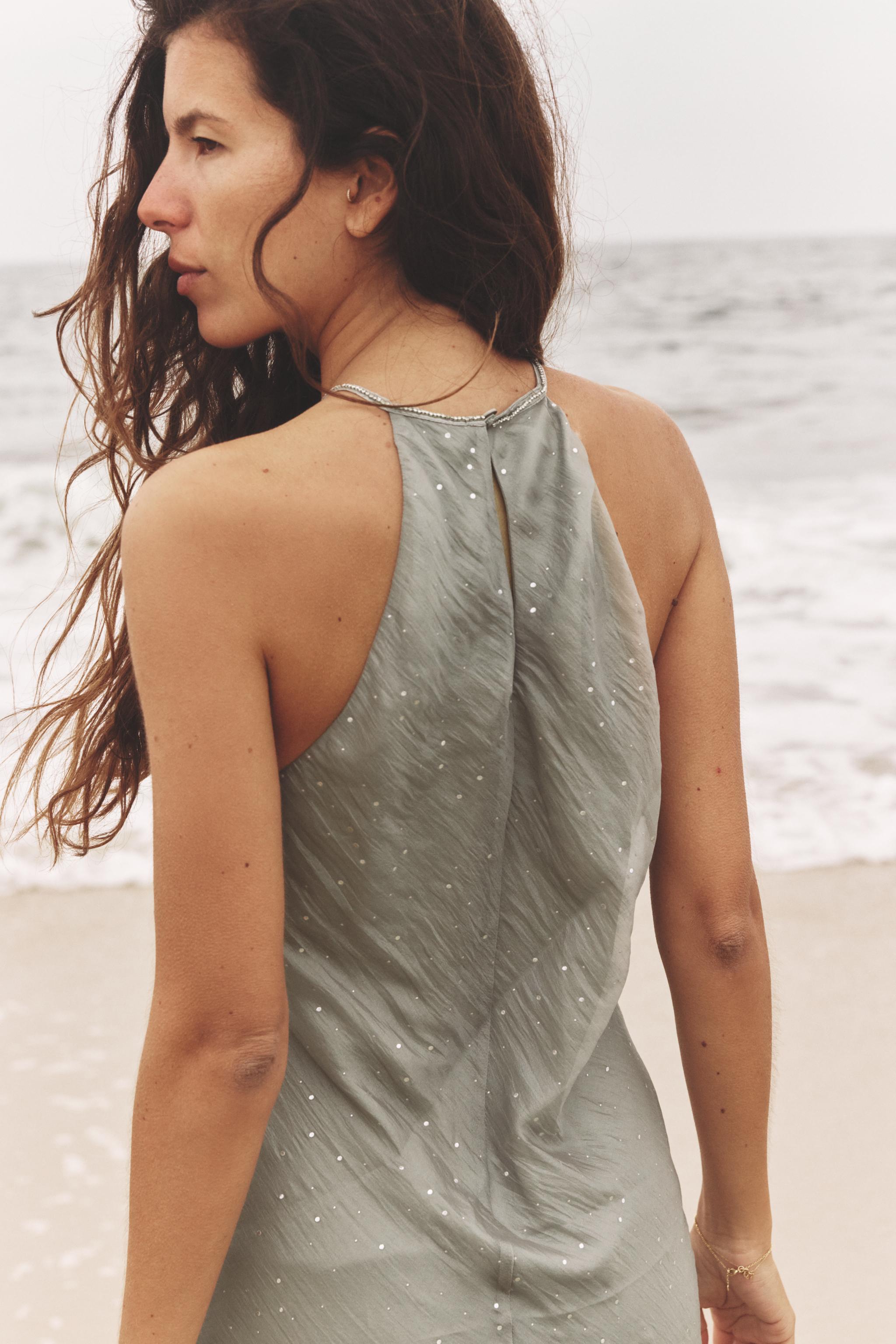 SHIMMER HALTER MIDI DRESS - Mid-gray | ZARA United States