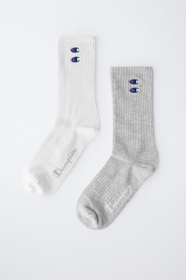 LOT DE DEUX PAIRES DE CHAUSSETTES BRODÉES LOGO CHAMPION ® X ZARA - Blanc de Zara - Image 3