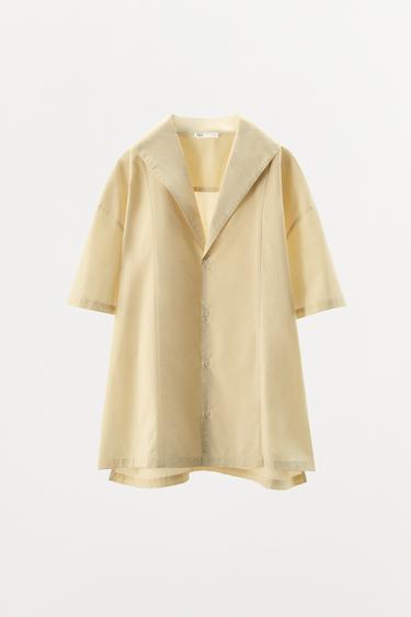 POPLIN SHIRT WITH STITCHING - Ecru by Zara