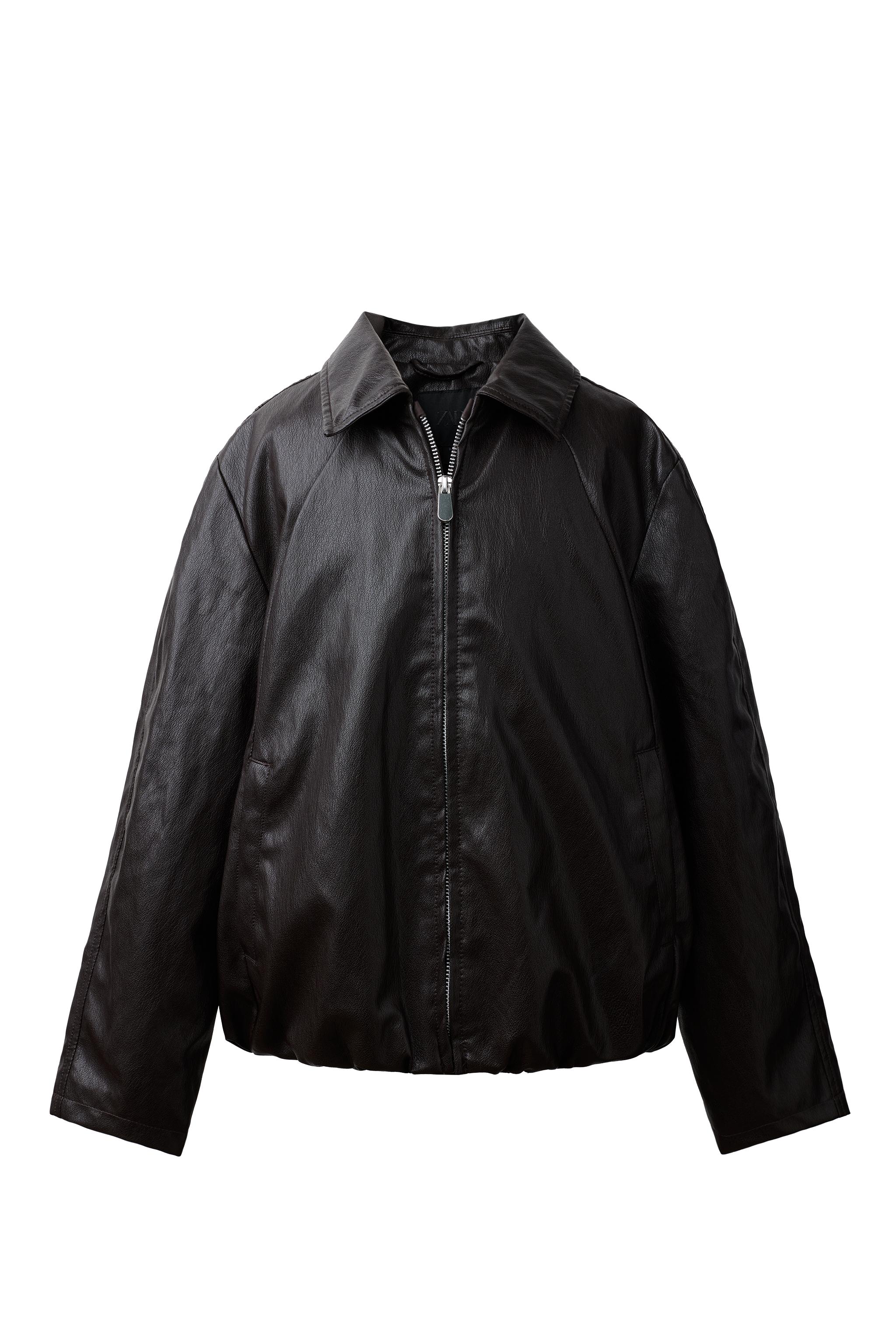 フェイクレザーボンバージャケット - ブラウン | ZARA Japan / 日本