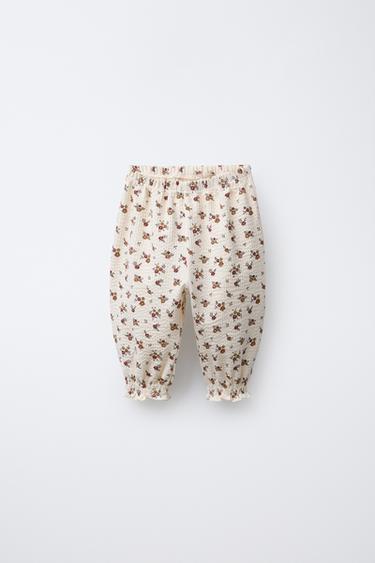 Zara FLORAL EMBOSSED PANTS - Ecru - Image 0