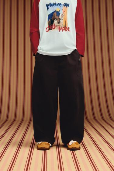 balloon TROUSERS WITH CUT-OUTS AND LABEL - Black by Zara