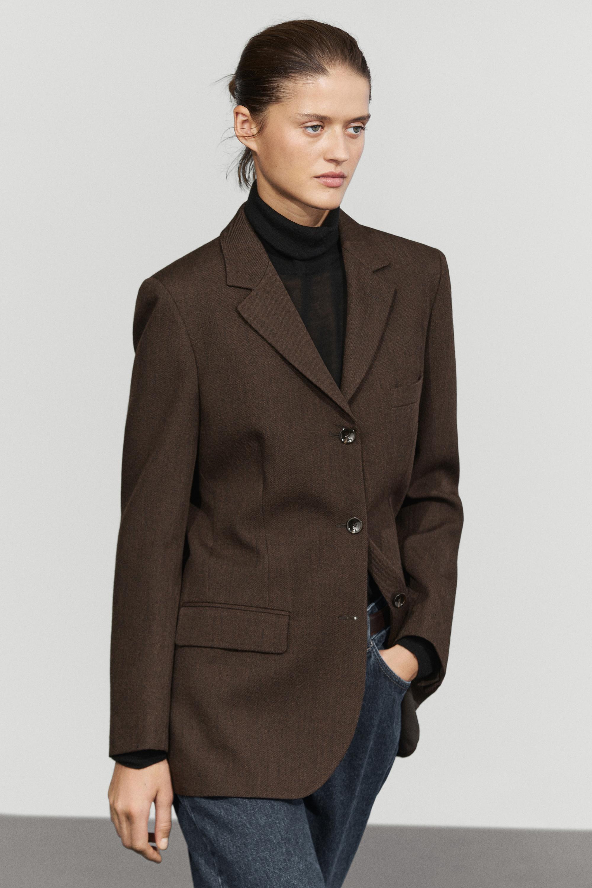 100% wool button detail blazer