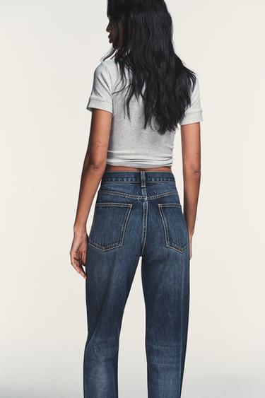 JEAN TRF WIDE LEG TAILLE HAUTE FULL LENGTH - Bleu marine de Zara - Image 5