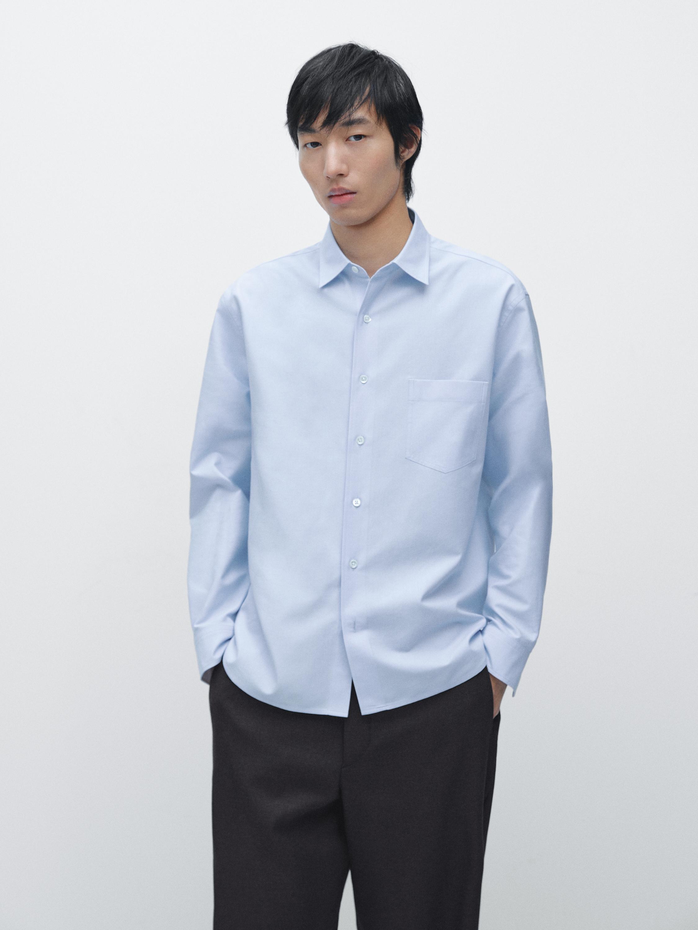 Slim fit cotton blend shirt