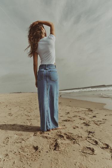 JUPE Z1975 MI-LONGUE EN JEAN À OUVERTURE - Bleu moyen de Zara - Image 3