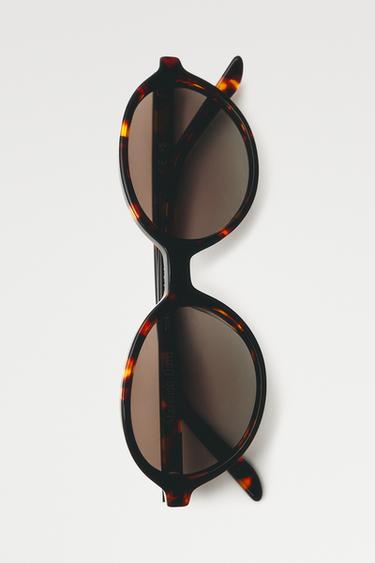 Oval tortoiseshell-effect sunglasses — Brown 1