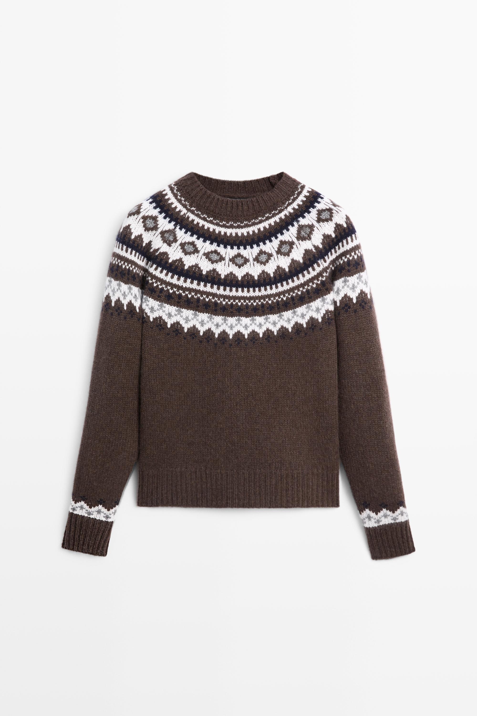 Pull en maille jacquard mélange de laine