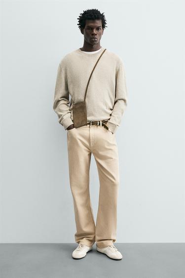 LEATHER CROSSBODY BAG - Khaki Green by Zara - Image 0