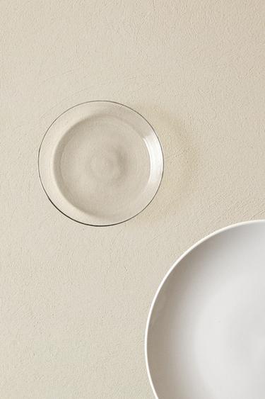 BOROSILICATE GLASS SIDE PLATE WITH RIM - Silver by Zara