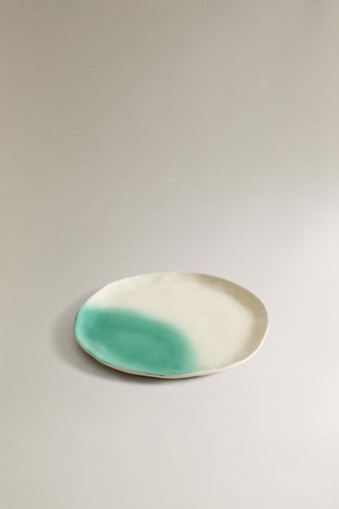 ASSIETTE À DESSERT GRÈS DÉGRADÉ X COLLAGERIE - Vert / Écru de Zara - Image 1