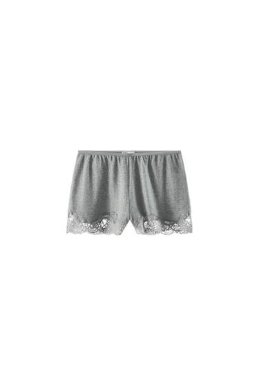 POINTELLE-SHORTS MED BLONDE - gråmeleret fra Zara