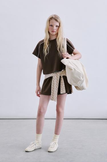 CONTRAST TRIM T-SHIRT WITH MODAL BLEND - Brown by Zara - Image 5