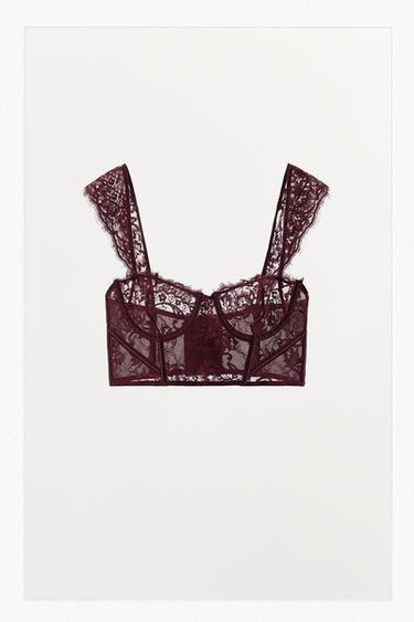 LACE UNDERWIRED BRA - Brown by Zara