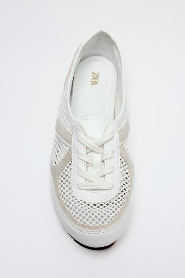 ОБУВКИ БЛЮХЕР С МРЕЖЕСТИ ДЕТАЙЛИ - Бяло от Zara