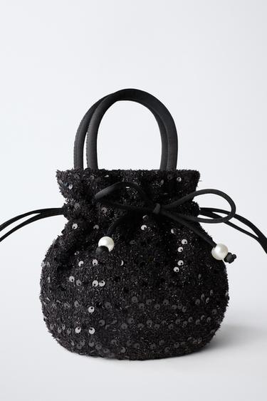 SEQUIN CROSSBODY BAG WITH BOW - Black by Zara - Image 2