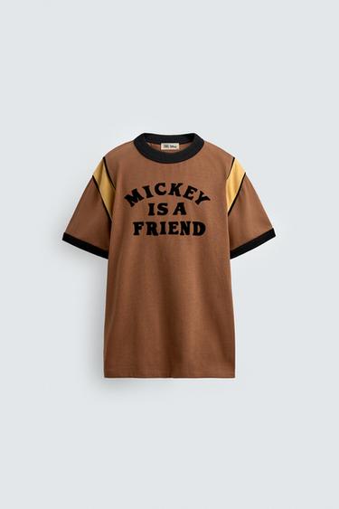 ÁO PHÔNG GÂN KẺ CHỮ TƯƠNG PHẢN HARRY LAMBERT FOR ZARA X DISNEY - Màu nâu từ Zara - Hình ảnh 0