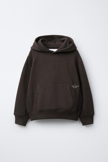 Zara COMBINED HOODIE SWEATSHIRT - Brown