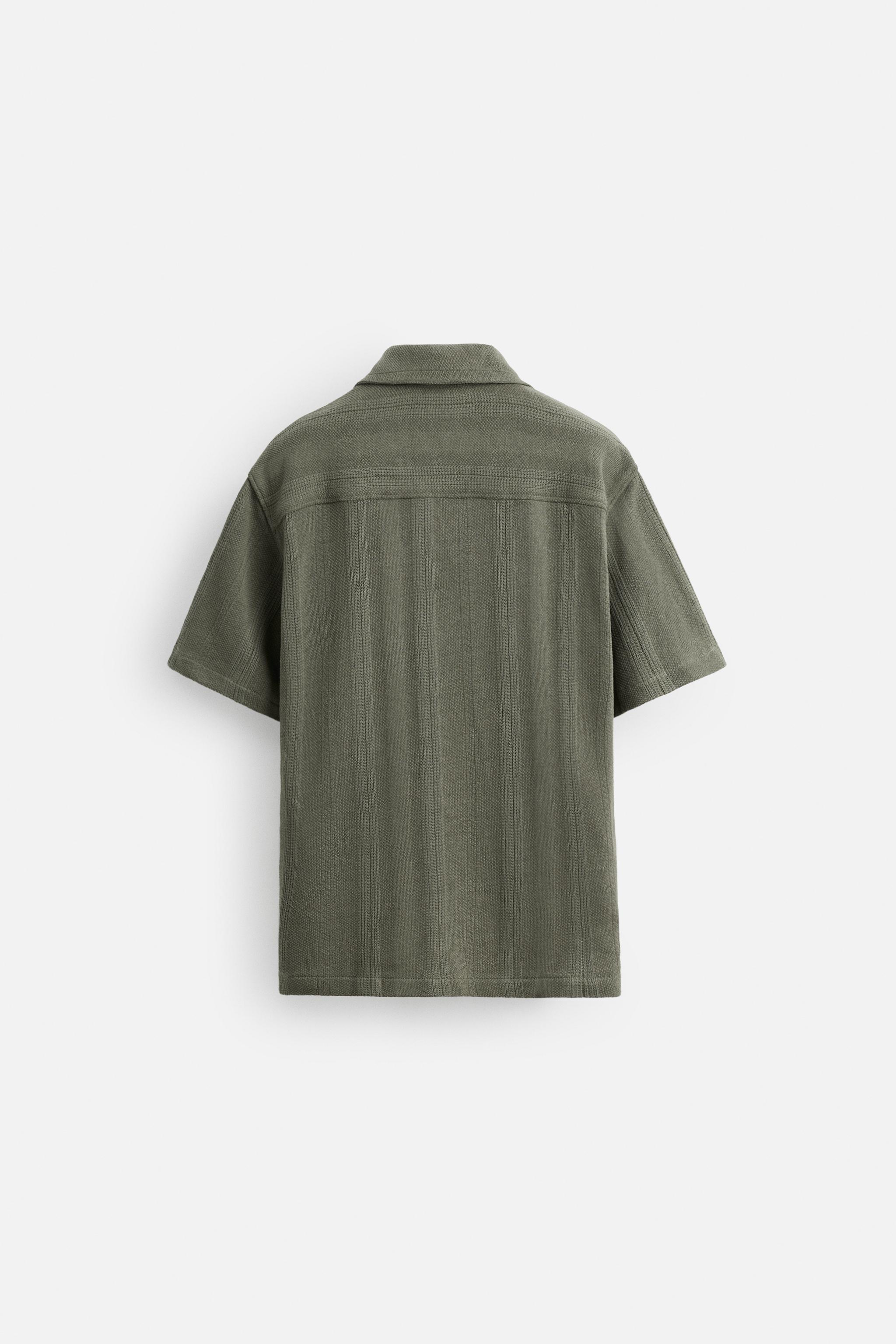 テクスチャー素材ジャカードシャツ - ミディアムグリーン | ZARA