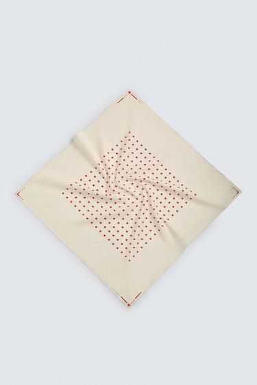 Zara GEOMETRIC PRINT BANDANA - Ecru