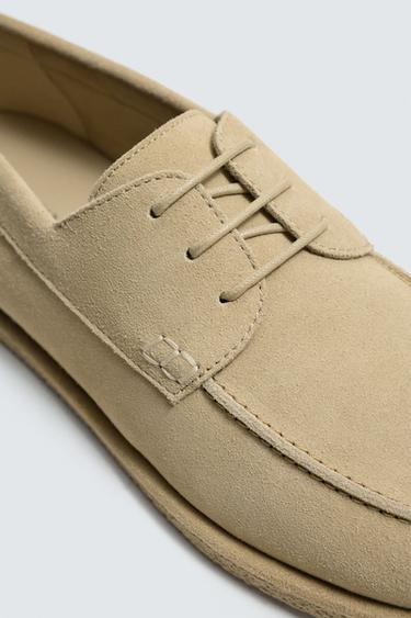 CHAUSSURES BATEAU EN CUIR CASUAL - Blanc écru de Zara - Image 5