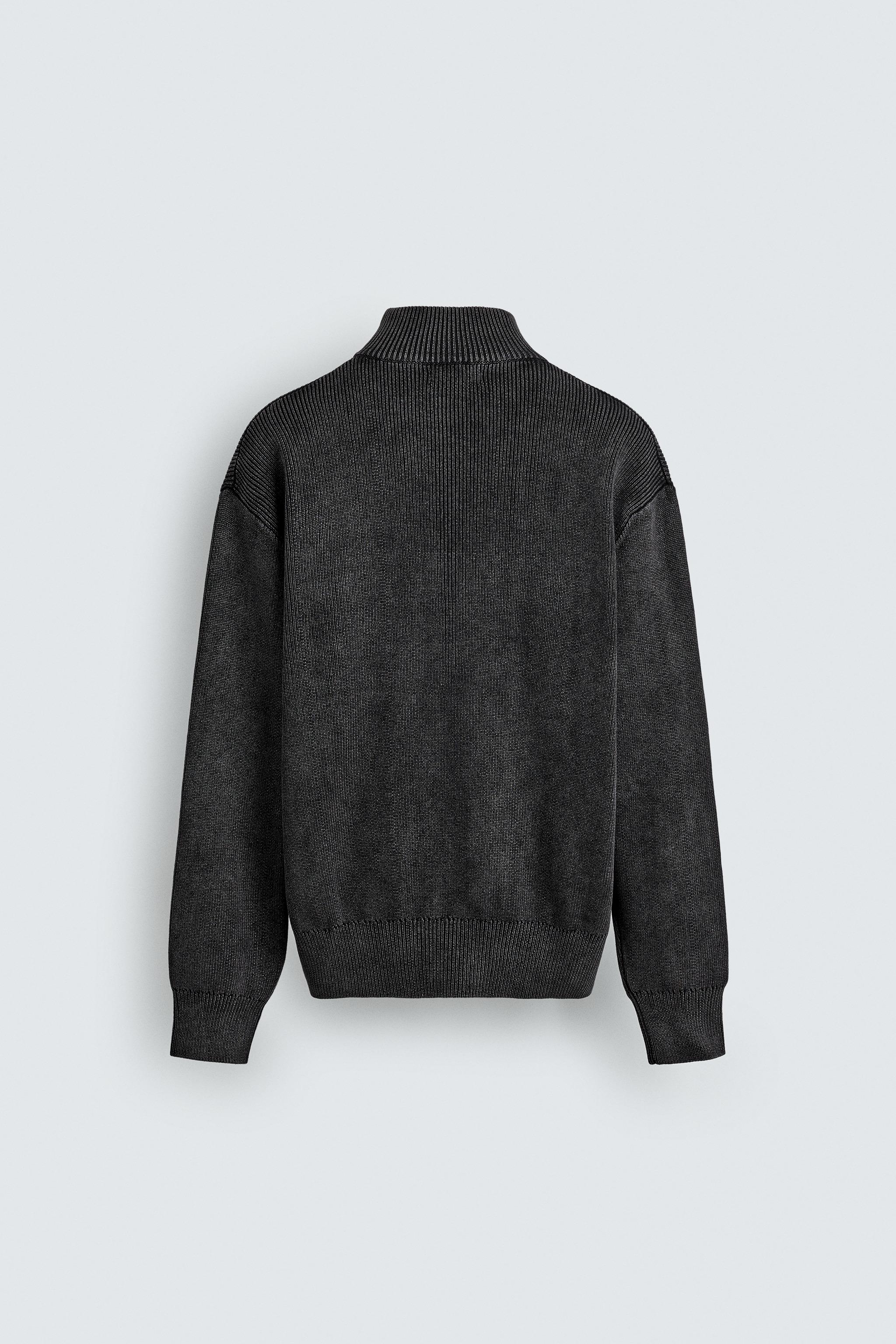 WASHED TEXTURED KNIT CARDIGAN - Navy blue | ZARA United States