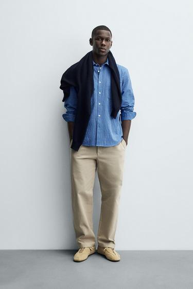 REGULAR FIT TEXTURED SHIRT - Blue / Navy by Zara - Image 0