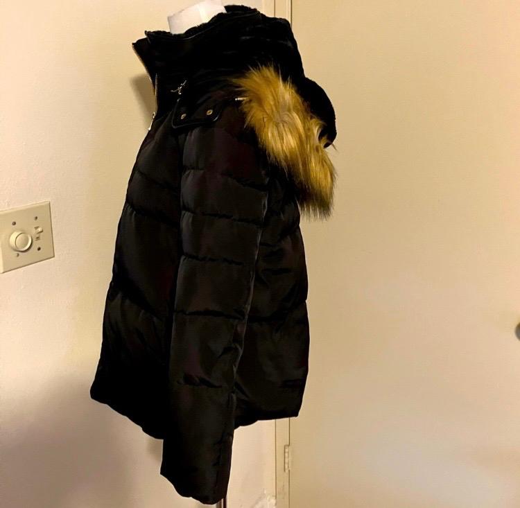 ZARA QUILTED LONG SLEEVES DOWN PUFFER JACKET WITH TEXTURED HOOD WARM WINTER SZ M - Image 2