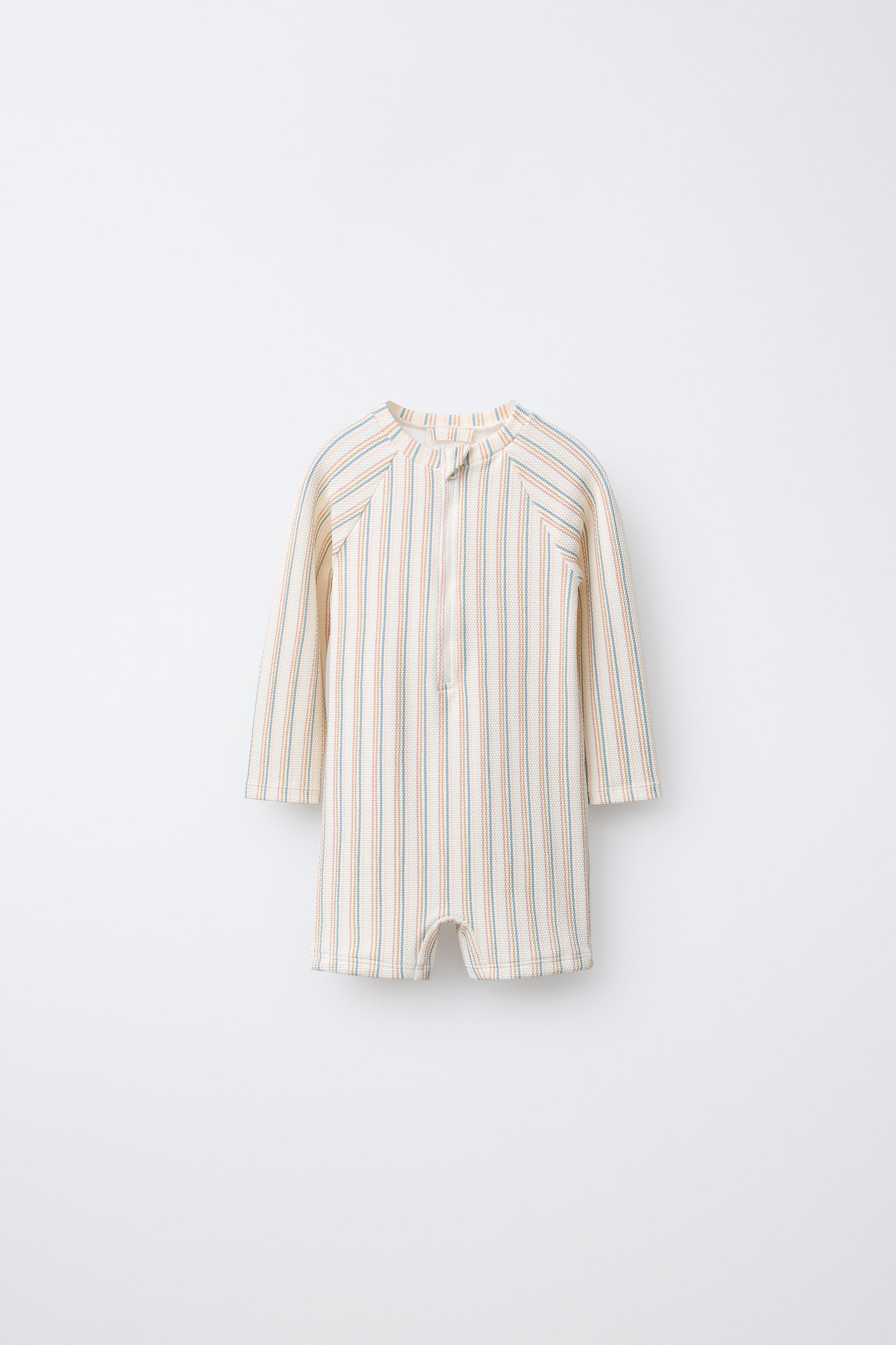 1-6 ANS/ COMBINAISON DE BAIN TEXTURÉE À RAYURES