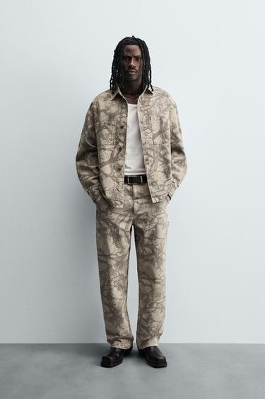 ABSTRACT PRINT CARPENTER TROUSERS - camel by Zara - Image 0