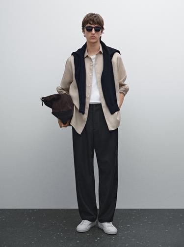 Zara 100% linen slim fit shirt - Sand - Image 0