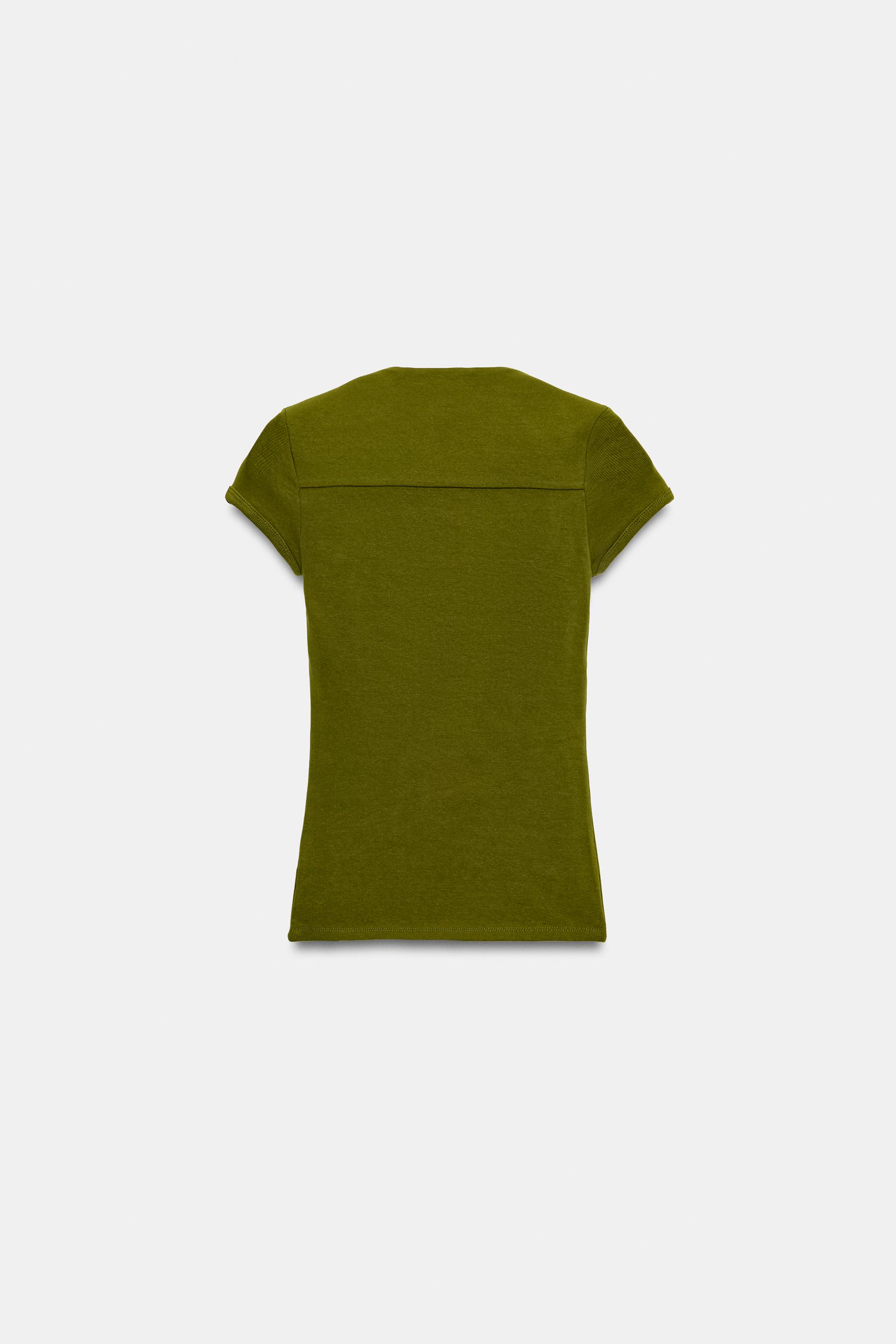 Zara KARE YAKA T-SHIRT görsel 6