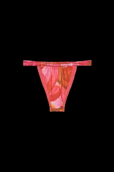 Zara PRINTED CURTAIN BIKINI BOTTOMS - Pink - Image 0
