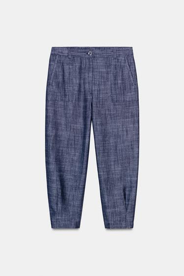 Zara PLEATED PANTS - Indigo