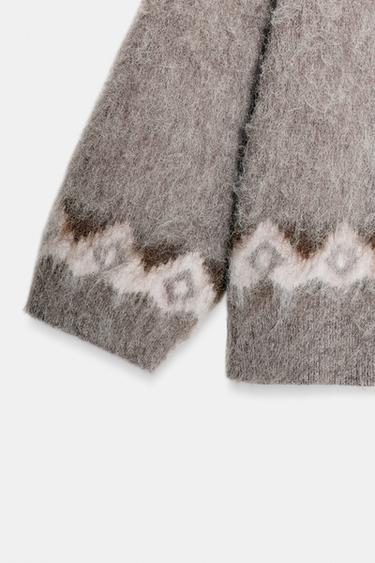 GILET EN MAILLE JACQUARD EFFET BROSSÉ - Multicolore de Zara - Image 4