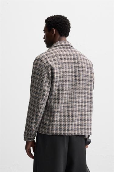 SURCHEMISE À CARREAUX TEXTURÉE - Marron / Écru de Zara - Image 2