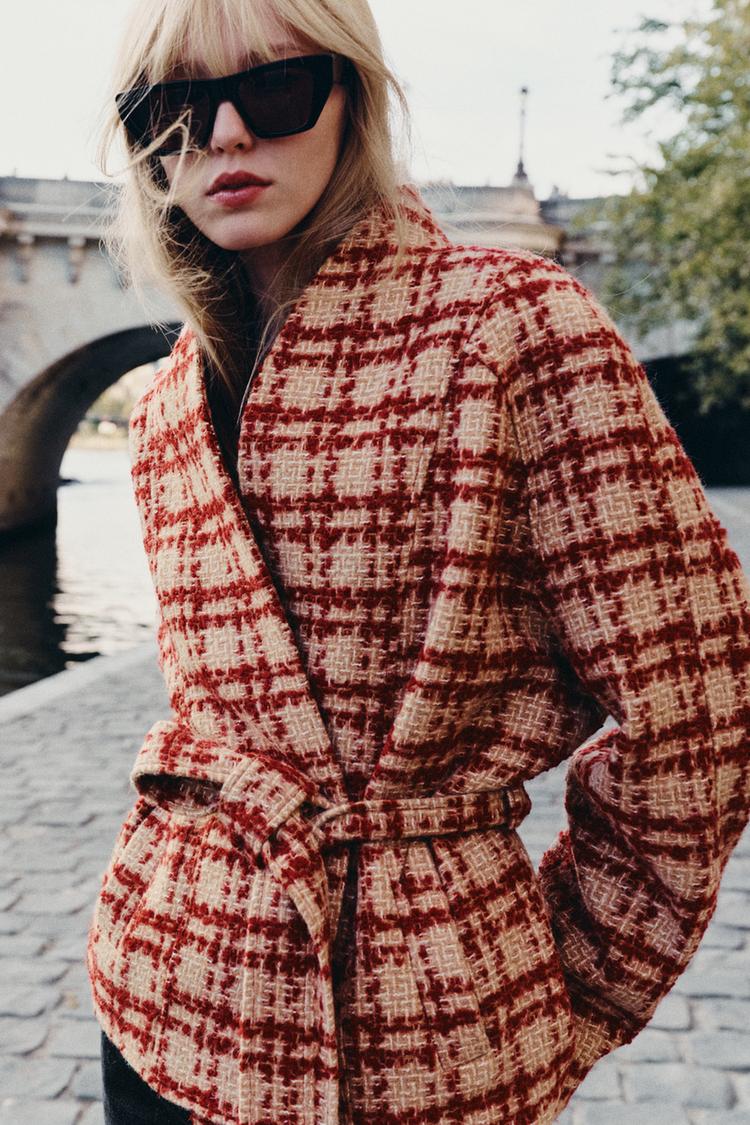 Chaqueta cinturon con lana zw collection