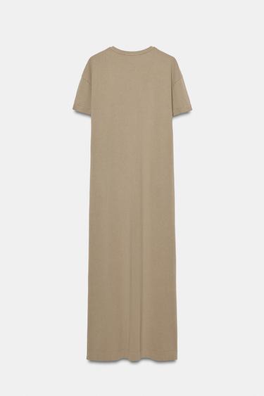 ROBE LONGUE FENDUE - Marron clair de Zara - Image 4