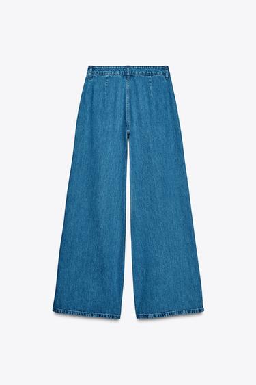 JEAN Z1975 WIDE LEG TAILLE NORMALE PLIS - Bleu moyen de Zara - Image 5